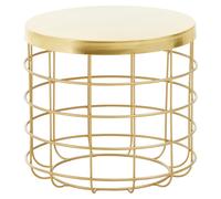 Gold Finish Side Table With Caged Base, Open Frame Design Bedside Table, Accent Side Table for Living Room Premier Housewares Gold One Size
