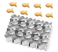 Gold Fish Cracker Cutter, 25 Cavity Fish Cookie Cutter Stainless Steel Mini Fish Shaped Molds for Non-Stick Dough Biscuit Baking Tool