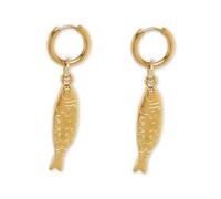 Gold Fish Earrings Golden Sliver Hoop Fish Dangle Earring Stainless Steel Hypoallergenic Minimalist Fashion Summer Ocean Beach Jewelry for Women, One Size, Stainless Steel, No Gemstone