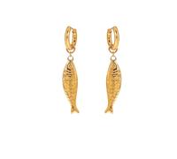 Gold Fish Hoops Dangle Earrings for Women, Summer Beach Huggie Hoop Unique 3D Stereo Tiny Fish Drop Earring Statement Good Lucky Fashion Jewelry Gift, 1.5*0.8, Copper, No Gemstone