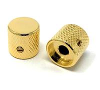 Gold Flat-Top Barrel Knobs for Fender Telecaster Guitar & Precision P-Bass (Set of 2) 1/4" Solid Shaft by VINTAGE FORGE | BK30US-GLD
