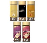 Gold Flavoured & Classic Instant Coffee Variety Pack 95g Jars - Smooth Vanilla, Espresso, Rich Caramel, Alta Rica, Cap Colombia