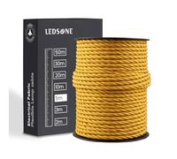 Gold Flex Twisted Vintage-Style Braided Fabric Covered Lighting Flex Cable 5m Pack Length, 2-Core 8 Amp Electrical Wire Lamp Cord for DIY Lamps Industrial Pendant Lights Lighting Appliances