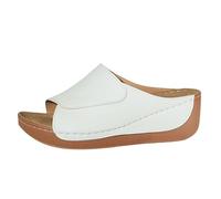 Gold Flip Flops, Women's Platform Wedge Sandals with Arch Support Slip-On Open Toe Orthopedic Slides Hiking Walking Summer Shoes White 4.5
