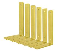 Gold Floating Shelf Bracket 12 Inch, 6 Pack Heavy Duty Shelf Brackets, Wall Shelf Bracket for DIY Decorative with Mounting Hardware