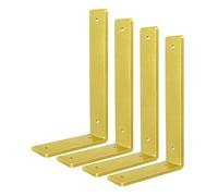 Gold Floating Shelf Bracket 8 Inch, 4 Pack Heavy Duty Shelf Brackets, Wall Shelf Bracket for DIY Decorative with Mounting Hardware