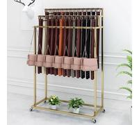Gold Floor Standing Belt Hanger Organizer with Adjustable Tie Rack & Hooks, Space-Saving Scarf, Shawl & Purse Display Stand for Retail Stores (120x40x150cm)