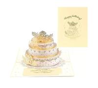 Gold Floral Cake Design Elegant 3D Pop Up Birthday Card