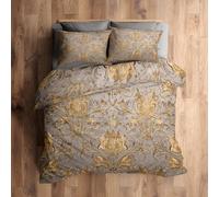 Gold Floral Duvet Cover Sets Double Bedding 3 Piece, Baroque Flower Vintage Pattern Reversible Quilt Cover & 2 Pillowcases, Soft Microfiber, Zip, Bedroom Decor & Gifts(FY242)