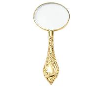 Gold Floral Handheld Magnifying Glass, Magnifying Glasses for Reading, Vintage Portable Handheld Magnifier with Clear Glass Lens for Reading Books, Maps, Antique Decorative Collectible