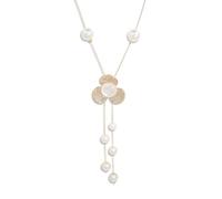 Gold Flower Crystal Pendant Necklace for Women Long Pearl Tassel Sweater Chain Necklace Wedding Rhinestone Pendant Necklace Fashion Jewelry for Women Party Christmas Gift, M, Crystal Pearl, Crystal