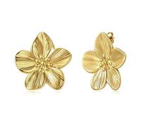 Gold Flower Earrings for Women Big Floral Statement Earrings Trendy Jewelry Gifts, No Gemstone