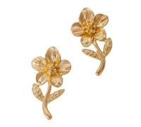 Gold Flower Earrings for Women Fashion Floral Hoop Dangle Earrings Vintage Statement Chunky Floral Stud Earring Wedding Party Jewelry for Women, unified, Metal, No Gemstone