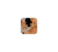 Gold Flower Earrings for Women Large Chunky Gold Silver Floral Big Flower Statement Earrings Party Summer Jewelry, Zinc, No Gemstone