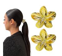 Gold Flower Hair Accessories for Women - 2 x 4 cm Small Flower Hair Clips, Flower Hair Clips for Girls Elegant Flower Hair Clip for Extra Volume