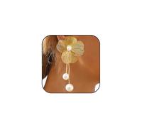 Gold Flower Pearl Earrings for Women Large Flower Pearl Earrings Dangle Wedding Party Jewelry (gold pearl)