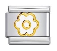 Gold Flower Rose Silver Italian 9mm Link Stainless Steel Bracelet Charm Compatible With Nomination 9mm Bracelet