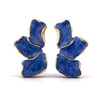 Gold Flower Statement Earrings for Women Irregular Petal Floral Earrings Unique Flower Dangle Earring Jewelry Womens Fashion Accessories, L, Brass, No Gemstone