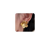 Gold Flower Stud Earrings for Women Minimalist Geometric Floral Earring Charm Petal Statement Earrings Dainty Prom Jewelry Accessories Gifts, L, Metal, No Gemstone