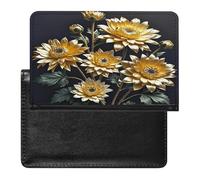Gold Flowers on Black Passport Holder Passport Cover Protector Essentials with Credit Card Slots for Women Men