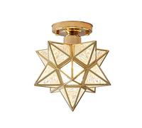 Gold Flush Mount Star Pendant Light - Modern Moravian Star Ceiling Lamp, Creative Chandelier Lighting for Bedroom, Dining Room, Porch