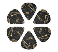 Gold Flute 6 Pack Guitar Picks with Organizer Storage Box, Thin-Medium-Heavy Picks Handmade Plectrums Guitar Plectrums Bass Ukulele Picks Acoustic Guitar Lovers Gift