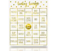 Gold Foil Baby Shower Bingo Kit (16cm x 25cm) - Luxury Stamped Party Game Set - Perfect for Memorable Baby Shower Events - 8 Pcs