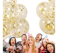 Gold Foil Balloons, Gold Confetti Balloons - Latex Party Balloon, 100 Pieces, 12 Inch Confetti Balloons - Party Decoration with Multicolor Transparent Sequin Balloon de pa