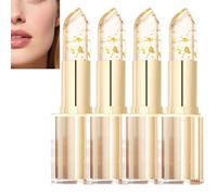 Gold Foil Color Changing Lipstick, Transferproof Temperature-Activated PH Lipstick, 24H Long-Lasting Moisturizing Glossy Shine, &Non-Sticky, Clear Hydrating Plumping Lip Balm for Women (4PCS)