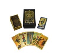 Gold Foil English Tarot Deck, 78 Waterproof PVC Cards, Heraldic Pattern