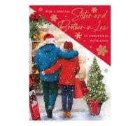 Gold Foil Finish Christmas Card for Sister and Brother-in-Law, Made in UK