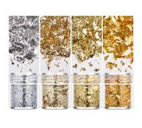 Gold Foil Flakes for Nail Art and Resin Crafts Iridescent Foil Paper Sparkling Gold Flakes for Craft Lovers Imitation Sheet