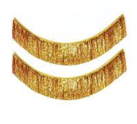 Gold Foil Fringe Garland Party Decorations, Gold Tinsel Metallic Glitter Banner, Hanging Banner Table Skirt for Parade Float Decorations Wedding, Birthday Party Graduation
