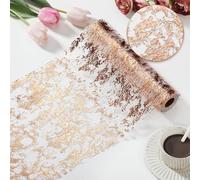 Gold Foil Mesh Table Runner Sparkling Metallic Reusable Table Runner Ideal for Dinner Wedding Birthday Christmas Table Decoration (Rose Gold, 28cm x 5m)