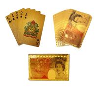 Gold Foil Playing Cards - Waterproof PVC Deck with £50 Pound Note Design - Luxury Metallic Poker Cards for Game Night & Gifts