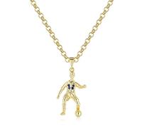 Gold Footballer Pendant with Stones - 18k Gold-Plated Jewellery - Luxury Finish Gold Chains for Women, Men and Teens (Pendant: 50mm x 38mm︱Chain Width: 4mm, 22-inch) - Bling King London