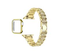 (Gold, for iWatch 40 mm) Diamond Strap & Bling PC Bumper Case for Apple Watch Series SE 6 38 40 42 44 mm