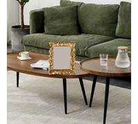 Gold For leaf themed vintage photo frame with resin body and lace trim, compatible with For 6/7/8 inch photos, adds classic style to photo displays (8inch)