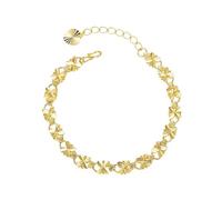 Gold Four Leaf Clover Bracelet for Women, 6mm Link Chain Star Pattern with Easy Hook Clasp Copper Alloy