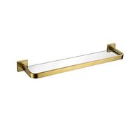 Gold Frame Bathroom Glass Shelf - Wall Mounted Tempered Glass Shelf 60cm Brushed Stainless Steel Modern Home Storage Solution for Bathroom Decor & nization