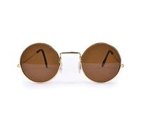 Bristol Novelty BA128 Classic John Lennon Round 60’s Style Hippie Glasses | Unisex | 1 Piece | Brown | One Size - Adult Sunglass, Gold