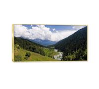 Gold Frame. Forest Canvas Prints, Nature Print on Canvas, Landscape Painting Poster, Bedroom Wall Art Decor Poster. P65. 50x100cm-19.7x39.4in