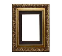 Gold Frame with Black Mount - French Baroque Style With Mount Ornate Swept Antique Style Photo frame/picture frame/poster frame - Moulding 58mm Wide and 38mm Deep - A3 for A4 pictures