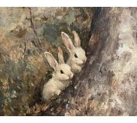 Gold Framed Easter Picture Wall Decor Vintage Bunny Wall Art Rabbit Canvas Art Easter Home Decor Peter Rabbits Artwork Kids Nursery Animal Oil Painting Decoration
