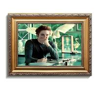 Gold Framed Funny Canvas Wall Art - Twilight Saga Edward Cullen Oil Painting Print Humorous Picture for Bathroom, Living Room, Dorm & Home Decor - 30x40cm