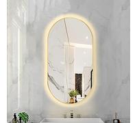 Gold Framed Oval LED Bathroom Mirror - Backlit Lighted Vanity Mirror for Bedroom, Hallway & Bathroom - 40" Warm Light, Stylish Metal Frame, Modern Home Decor