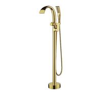 Gold Freestanding Bath Mixer Tap 360° Rotating Spout Single Hole Waterfall Bathroom Faucet for Luxurious Bathtubs Modern Design Easy Installation
