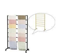 Gold Freestanding Metal Scarf Display Stand, Double-Sided Scarf Floor Standing Display Rack, Belt Shawl Hijab Organizer for Boutique Display, Commercial Home