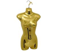 Gold-Full Hanging Female Mannequin Torso - Lightweight Polyethylene Display Bust - Wall-Mountable Body Form