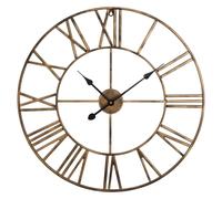 (Gold) GARDEN WALL CLOCK ROMAN LARGE INDOOR OUTDOOR NUMERALS GIANT OPEN FACE METAL 60CM